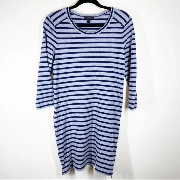 J. Crew Side Zipper Blue Striped Dress - Picture 2 of 10